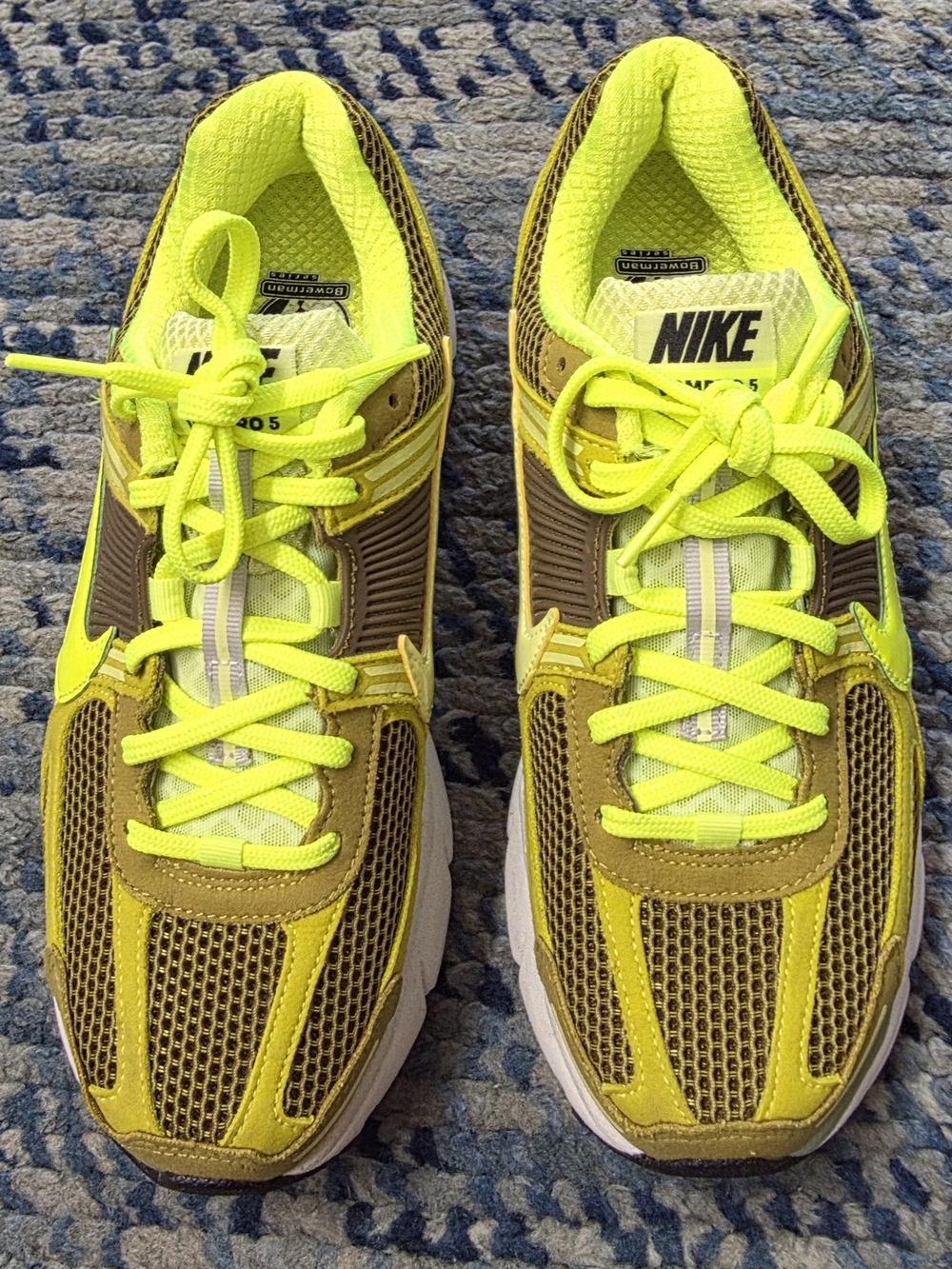 Nike Vomero 5 Neon Yellow Brown Running Sneakers